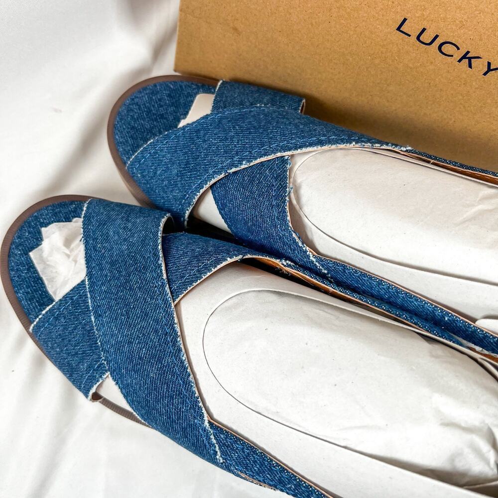 LUCKY BRAND Delmie Denim Platform Slingback Sandals Size 9.5 - Picture 3 of 10
